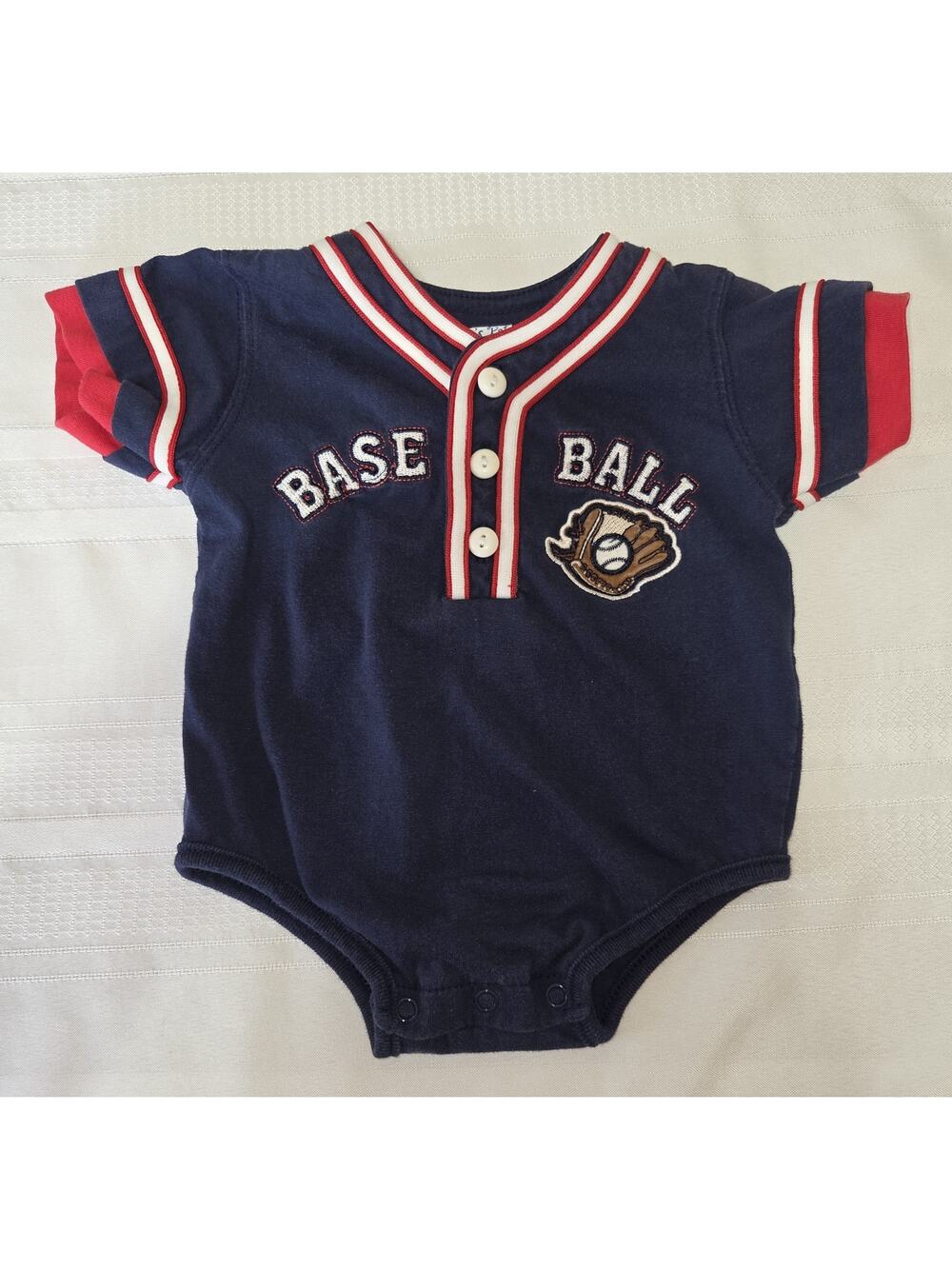 Baby Baseball Romper 3- 6 Months Blue Red One-piece Nanna's Pet
